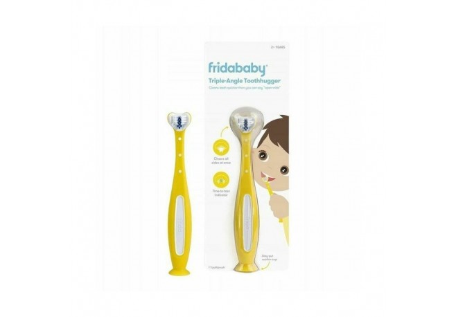 Fridababy - Periuta de dinti Cap 3D pentru curatare eficienta Cu indicator de inlocuire 2 ani+ Galben