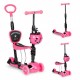 Trotineta 5 in 1 cu sezut si 3 roti cu LED Ecotoys YM-SW-6 - Roz