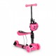 Trotineta 5 in 1 cu sezut si 3 roti cu LED Ecotoys YM-SW-6 - Roz