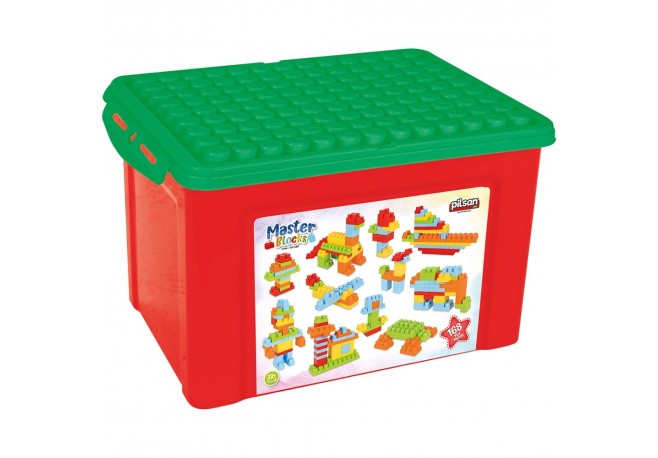 Set constructie Pilsan Master Blocks 168 piese rosu