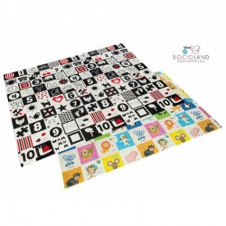 Bocioland - Covoras de joaca Happy Day Pliabil Protectie impotriva loviturilor Dimensiune mare 200 x 150 cm Cu Imprimeu pe ambel