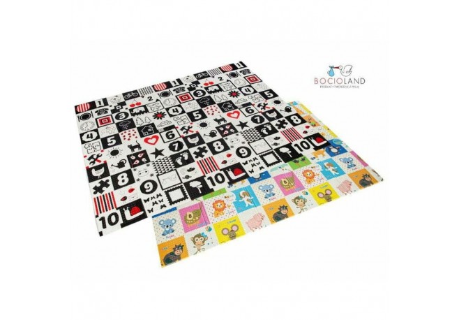 Bocioland - Covoras de joaca Happy Day Pliabil Protectie impotriva loviturilor Dimensiune mare 200 x 150 cm Cu Imprimeu pe ambel