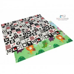 Bocioland - Covoras de joaca Party Pliabil Protectie impotriva loviturilor Dimensiune mare 200 x 150 cm Cu Imprimeu pe ambele pa