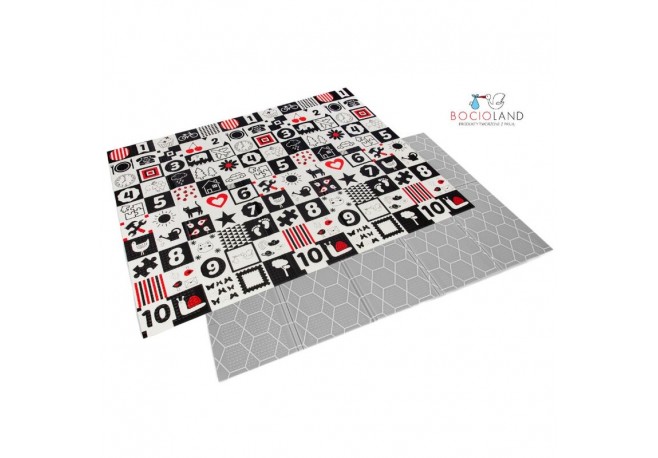 Bocioland - Covoras de joaca Honeycomb Pliabil Protectie impotriva loviturilor Dimensiune mare 200 x 150 cm Cu Imprimeu pe ambel