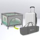 Lionelo - Tarc de joaca Pliabil Include covor educational incorporat cu 4 jucarii Velcro si geanta de transport Cu roti si inchi