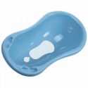 Cadita bebe MyKids cu senzor temperatura antialunecare si scurgere Bear Dusty Blue 84 cm