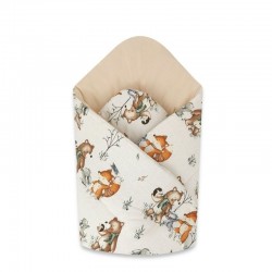 MimiNu - Paturica de infasat cu doua fete Cu multiple utilizari Cu inchidere arici velcro Dimensiune 75x75 cm Din bumbac certifi