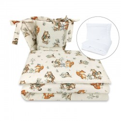 MimiNu - Set lenjerie patut 5 piese Cu pilota si perna Din bumbac certificat Oeko Tex Standard 100 Pentru patut 120x60 cm Design