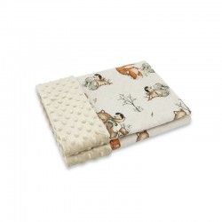 MimiNu - Paturica pufoasa cu doua fete Dimensiune 75x100 cm Din tesatura Minky si bumbac Materiale certificate Oeko Tex Standard