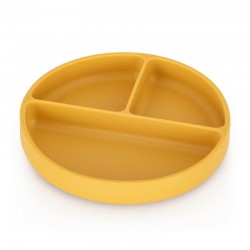 Petite&Mars - Farfurie compartimentata Take&Match Rotunda Cu ventuza si 3 compartimente Silicon Fara BPA 500 ml 6 luni+ Galben