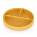 Petite&Mars - Farfurie compartimentata Take&Match Rotunda Cu ventuza si 3 compartimente Silicon Fara BPA 500 ml 6 luni+ Galben