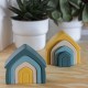 Petite&Mars - Jucarie pentru stivuire Casuta 115x10x5 cm Silicon Fara BPA 4 piese 12 luni+ Galben