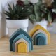 Petite&Mars - Jucarie pentru stivuire Casuta 115x10x5 cm Silicon Fara BPA 4 piese 12 luni+ Galben
