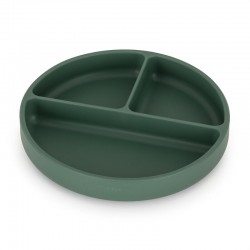 Petite&Mars - Farfurie compartimentata Take&Match Rotunda Cu ventuza si 3 compartimente Silicon Fara BPA 500 ml 6 luni+ Verde