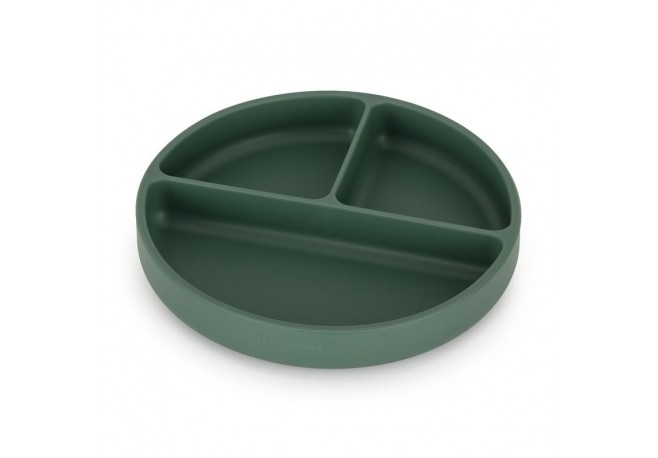 Petite&Mars - Farfurie compartimentata Take&Match Rotunda Cu ventuza si 3 compartimente Silicon Fara BPA 500 ml 6 luni+ Verde