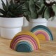 Petite&Mars - Jucarie pentru stivuire Curcubeu 14x7.5x5 cm Silicon Fara BPA 6 piese 12 luni+ Verde