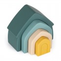 Petite&Mars - Jucarie pentru stivuire Casuta 115x10x5 cm Silicon Fara BPA 4 piese 12 luni+ Verde