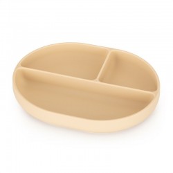 Petite&Mars - Farfurie compartimentata Take&Match Ovala Cu ventuza si 3 compartimente Silicon Fara BPA 630 ml 6 luni+ Bej