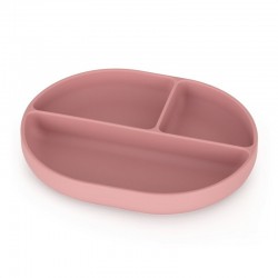 Petite&Mars - Farfurie compartimentata Take&Match Ovala Cu ventuza si 3 compartimente Silicon Fara BPA 630 ml 6 luni+ Roz