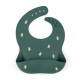 Petite&Mars - Baveta moale Take&Match Reglabil Cu buzunar colector Silicon Fara BPA 6 luni+ Model dinozauri Verde