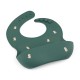 Petite&Mars - Baveta moale Take&Match Reglabil Cu buzunar colector Silicon Fara BPA 6 luni+ Model dinozauri Verde