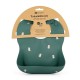 Petite&Mars - Baveta moale Take&Match Reglabil Cu buzunar colector Silicon Fara BPA 6 luni+ Model dinozauri Verde