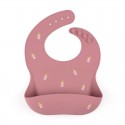 Petite&Mars - Baveta moale Take&Match Reglabil Cu buzunar colector Silicon Fara BPA 6 luni+ Model printese Roz
