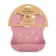 Petite&Mars - Baveta moale Take&Match Reglabil Cu buzunar colector Silicon Fara BPA 6 luni+ Model printese Roz