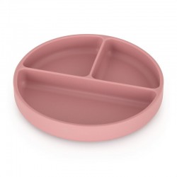 Petite&Mars - Farfurie compartimentata Take&Match Rotunda Cu ventuza si 3 compartimente Silicon Fara BPA 500 ml 6 luni+ Roz