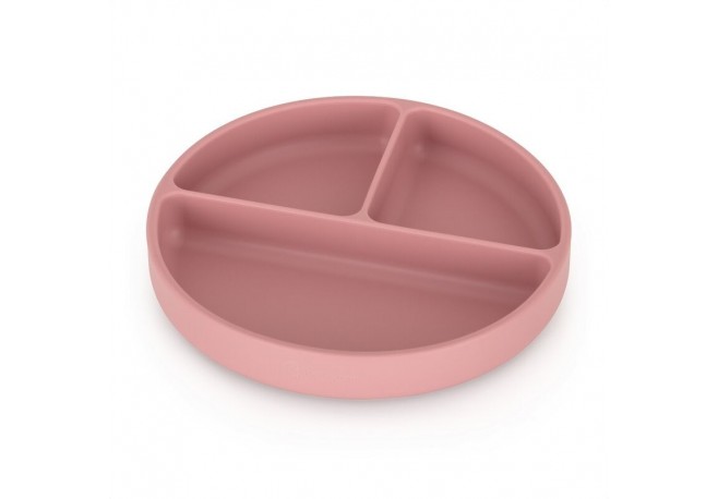 Petite&Mars - Farfurie compartimentata Take&Match Rotunda Cu ventuza si 3 compartimente Silicon Fara BPA 500 ml 6 luni+ Roz
