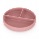 Petite&Mars - Farfurie compartimentata Take&Match Rotunda Cu ventuza si 3 compartimente Silicon Fara BPA 500 ml 6 luni+ Roz