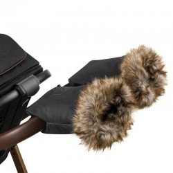 Lionelo - Manusi termice pentru carucior Universale Impermeabile Interior din lana Cu blana ecologica detasabila Negru
