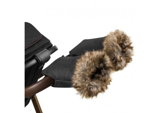 Lionelo - Manusi termice pentru carucior Universale Impermeabile Interior din lana Cu blana ecologica detasabila Negru