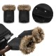 Lionelo - Manusi termice pentru carucior Universale Impermeabile Interior din lana Cu blana ecologica detasabila Negru
