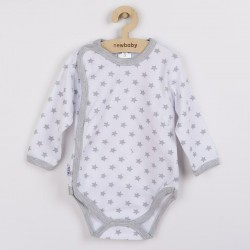 Body cu maneca lunga Marime 56 Din bumbac 100% New Baby Classic II Grey with stars
