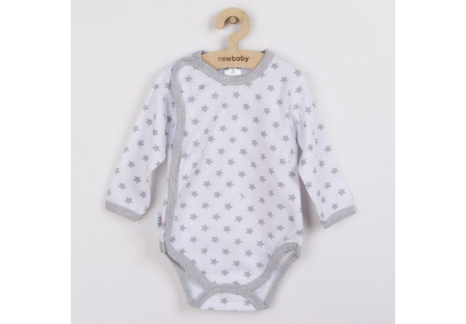 Body cu maneca lunga Marime 56 Din bumbac 100% New Baby Classic II Grey with stars