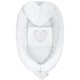 Set 3 piese Luxury Baby Nest cu doua fete Cu paturica si pernuta in forma de inima New Baby Minky Heart White