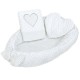 Set 3 piese Luxury Baby Nest cu doua fete Cu paturica si pernuta in forma de inima New Baby Minky Heart White