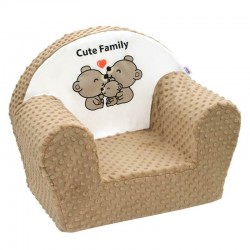 Fotoliu din burete pentru copii Din tesatura minky Cute Family New Baby 9 luni - 5 ani Cu Husa detasabila Cappuccino