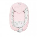 Set 3 piese Luxury Baby Nest cu doua fete Cu paturica si pernuta in forma de inima New Baby Minky Bears Pink