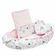 Set 3 piese Luxury Baby Nest cu doua fete Cu paturica si pernuta in forma de inima New Baby Minky Bears Pink