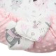 Set 3 piese Luxury Baby Nest cu doua fete Cu paturica si pernuta in forma de inima New Baby Minky Bears Pink