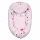 Set 3 piese Luxury Baby Nest cu doua fete Cu paturica si pernuta in forma de inima New Baby Minky Hearts Pink