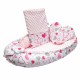 Set 3 piese Luxury Baby Nest cu doua fete Cu paturica si pernuta in forma de inima New Baby Minky Hearts Pink