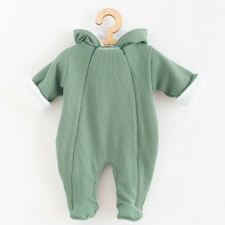Salopeta de iarna pentru bebelusi cu gluga Marime 68 Din bumbac si elastan Cu captuseala din polar New Baby Frosty Mint