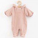 Salopeta de iarna pentru bebelusi cu gluga Marime 68 Din bumbac si elastan Cu captuseala din polar New Baby Frosty Pink