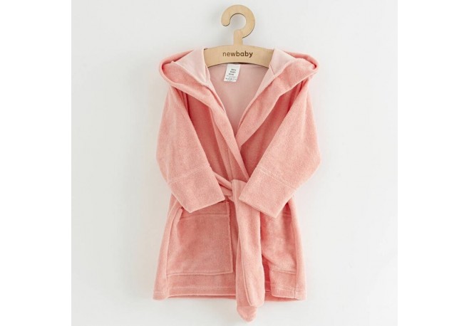 Halat de baie pentru copii Cu buzunare Cu cordon Marime 80/86 Dim bumbac 100% New Baby Comfortably pink