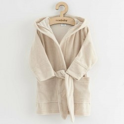 Halat de baie pentru copii Cu buzunare Cu cordon Marime 80/86 Dim bumbac 100% New Baby Comfortably beige