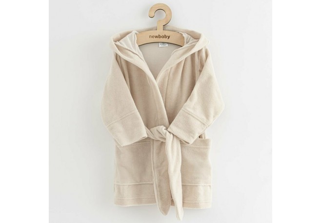 Halat de baie pentru copii Cu buzunare Cu cordon Marime 80/86 Dim bumbac 100% New Baby Comfortably beige