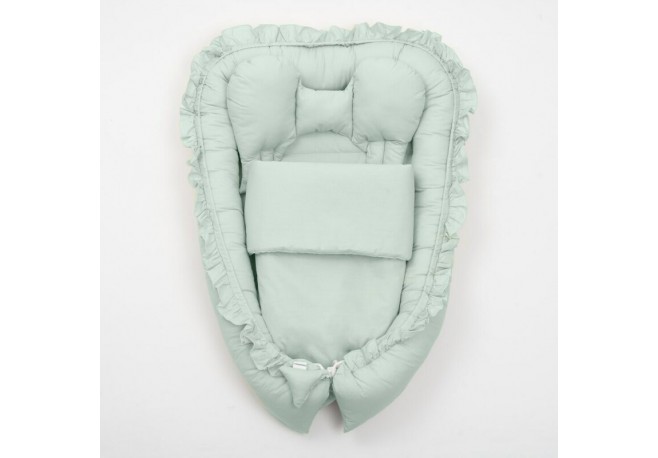 Set 3 piese Baby Nest Cu paturica si pernuta New Baby Dominik green